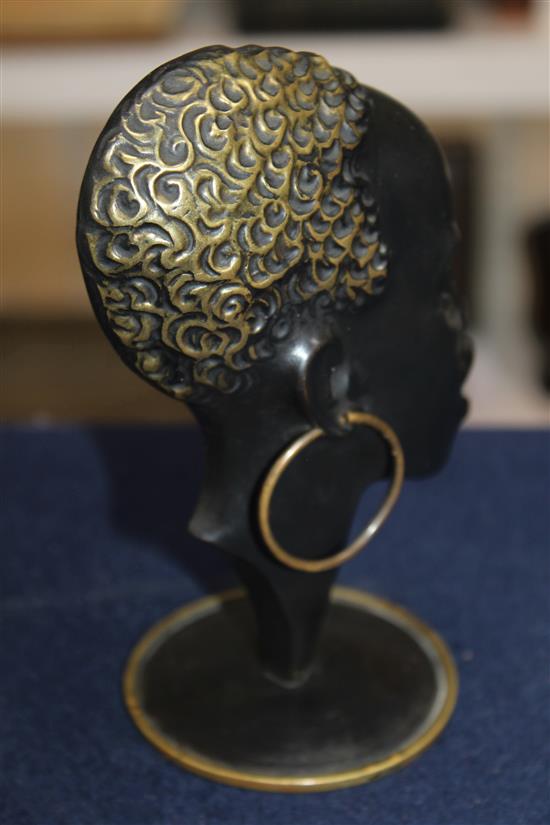 Richard Rohac. An Austrian patinated bronze model of an African female head in profile, 6in.